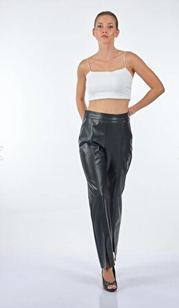 Unique Mode Bol Paça Yüksel Bel Siyah Kadın Pantolon UW223402