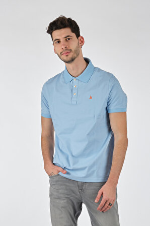 Porto Cervo Polo Yaka Slim Fit Kısa Kollu Açık Mavi Erkek T-Shirt 221220200