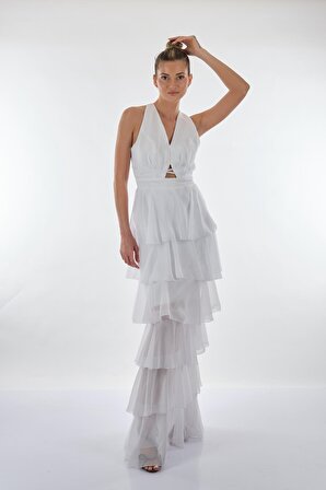 Dori Beyaz Kadın Elbise 221KB3039