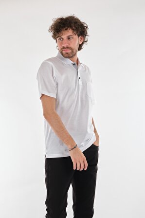 Nehir Polo Yaka Beyaz Erkek T-Shirt 221100106