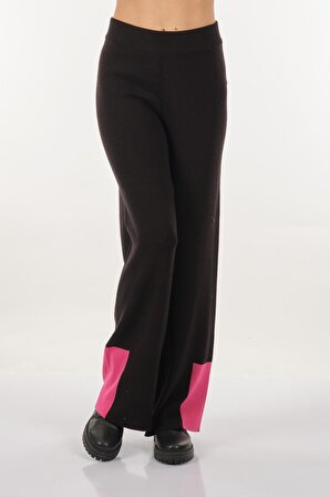 Unique Mode Bol Paça Yüksek Bel Lastikli Siyah Kadın Pantolon UW231057