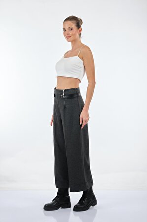 Unique Mode Bol Paça Normal Bel Siyah Kadın Pantolon UW233418