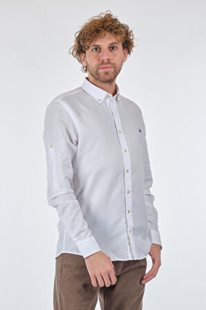 Porto Cervo Düz Yaka Uzun Kollu Beyaz Erkek Gömlek 222220236