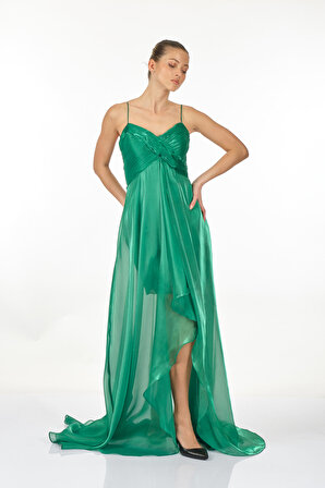 Explosion Asimetrik İp Askılı Yeşil Kadın Elbise 23157062