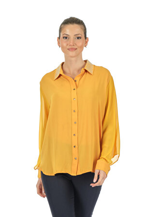 Twomail Yaka Detaylı Sarı Kadın Gömlek MY2350P10374