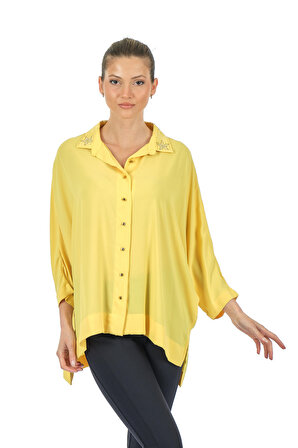 Twomail Yaka Detaylı Sarı Kadın Gömlek MY2350P10301