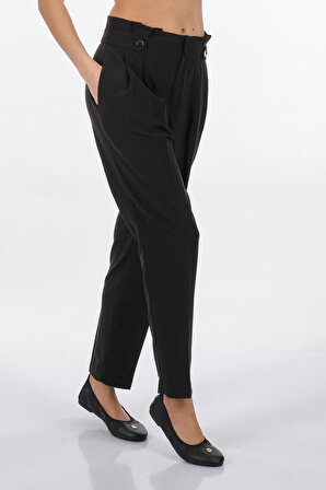 Unique Mode Bol Paça Siyah Kadın Pantolon US234006