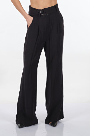 Unique Mode Kemerli Siyah Kadın Pantolon US234008