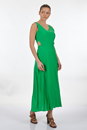 Unique Mode V Yaka Yeşil Kadın Elbise US233014