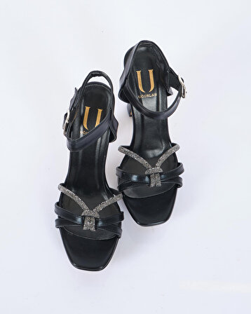 Uğurlar Taşlı Siyah Kadın Abiye Ayakkabı 2S-UGR300
