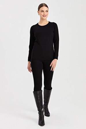 Desen Sıfır Yaka Siyah Kadın Bluz 23220015