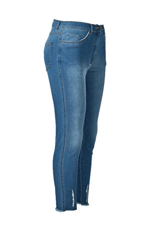 Seleste Slim Fit Dar Paça Normal Bel Lacivert Kadın Pantolon 24Y250