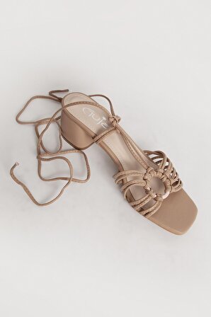 GUJA 506/3 Düğüm Detaylı İp Bağlamalı Topuklu Ayakkabı