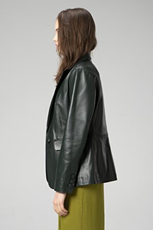 DERİCLUB WM011 Gerçek Deri Kadın Blazer Ceket
