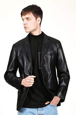 DERİCLUB E2246 Gerçek Deri Erkek Blazer Ceket
