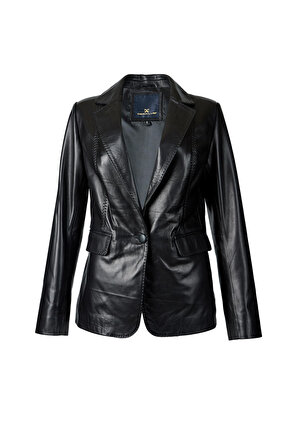 DERİCLUB WM011A Gerçek Deri Puntolu Kadın Blazer Ceket