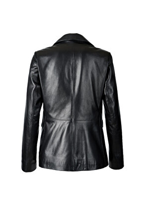 DERİCLUB WM011A Gerçek Deri Puntolu Kadın Blazer Ceket