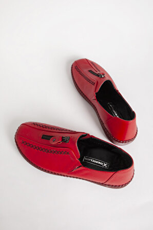 DERİCLUB BR 04138 Fermuar Detay Gerçek Deri Kadın Casual Ayakkabı