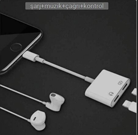 QASUL iPhone Lightning 2in1 Şarj Kulaklık Dönüştürücü Jack Adaptör Şarj Çoğaltıcı Splitter