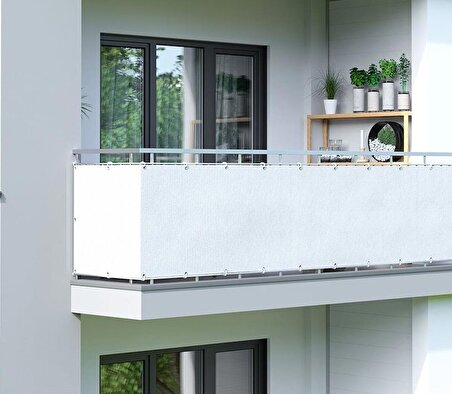 Ceylan Home Balkon Demiri Perdesi Bağcıklı Düz Krem Ölçü Seçenekli