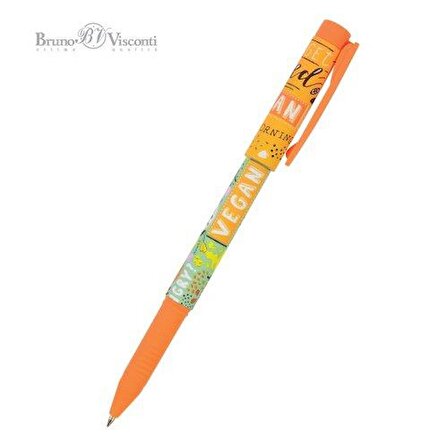 2 li Set, Bilyalı Tükenmez kalem, turuncu karton kutuda, 0.7 mm, balkabağı desenli, Mavi mürekkep