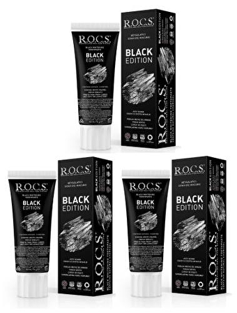 R.O.C.S. Black Edition Kömür Aromalı Beyazlatma Diş Macunu 3x60 ml 
