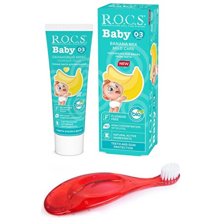 Rocs Baby 0-3 Yaş Muz Tadında Diş Macunu 45g + Diş Fırçası 