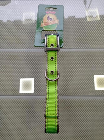201624 Yeşil Reflektörlü Yumuşak Doku Boyun Tasma  2.5x60 cm  Boyun: Min:38 Max: 47 cm