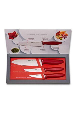 Pure Line 3 Lü Set Özel Kutusunda Şef Bıçağı Doğrama Bıçağı Meyve Bıçağı Keskin Ve Hafif