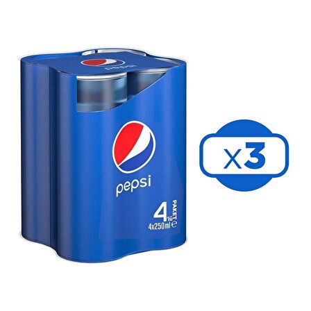 Pepsi Kutu 4x250 ml x 3 Adet