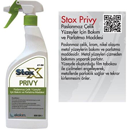 STOX PRIVY PASLANMAZ YÜZEY PARLATICI 750 ML