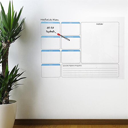 BUFFER® Haftalık Planlayıcı Manyetik Duvar Stickerı Takvim 100 cm x 60 cm