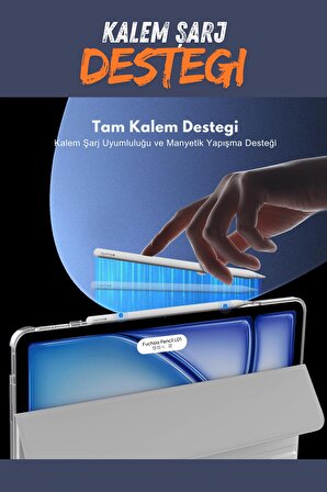 iPad Air 13 inç M2 Çipli 2024 Uyumlu Akıllı Smart Cover Tablet Kılıfı A2898/A2899/A2900
