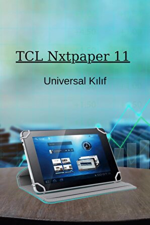 TCL Nxtpaper 11 inç Uyumlu 360 Dönebilen Deri Standlı Universal Tablet Kılıfı 