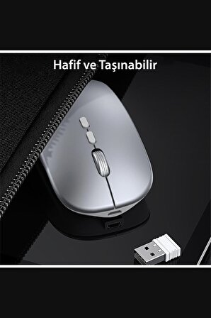 Yesido KB15 2.4G Ergonomik Şarj Edilebilir Fuchsia Kablosuz Mouse 