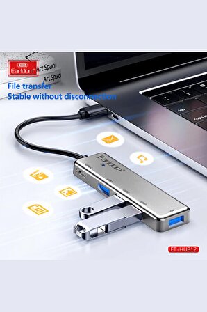 Fuchsia USB 3.0 Portlu Type-C Hub Çoklayıcı Adapter