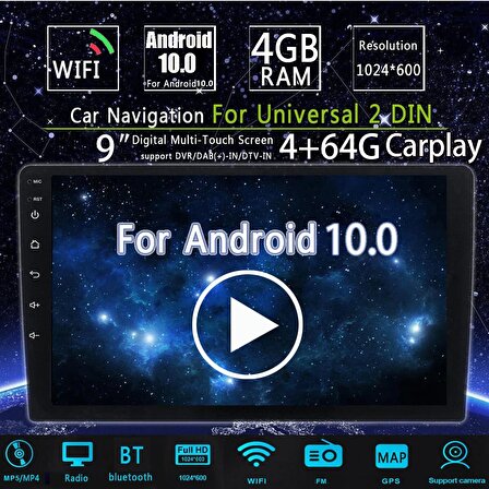 iMars 9 Inç Universal Android 13 / 4+64gb / Carplay Ve Android Auto Ile 2din Double Ekran 23-13cm