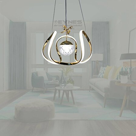 LED Avize Toplu Kumandalı Gold Renk 3 Renk Işık Salon - Oturma Odası - Mutfak - Antre/hol - Çoçuk Odası -Yatak Odası