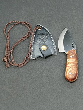 Kolye tasarım mini model epoksi saplı deri kılıflı bıçak