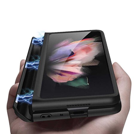 Galaxy Z Fold 3 Uyumlu Fuchsia M-Magnet Standlı Kılıf 360° Tam Koruma Parmak İzi ve Yağlanmayı Önler