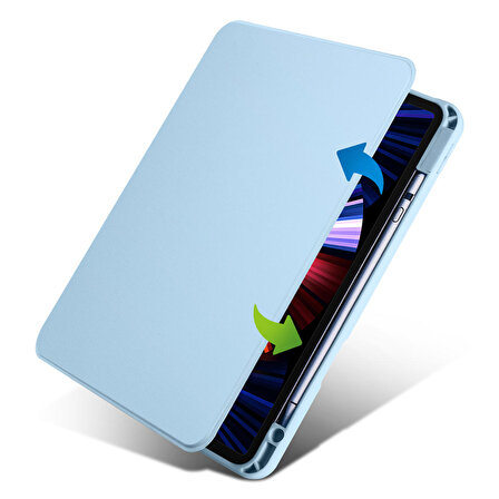 Fuchsia Apple iPad 10.2 2021 (9.Nesil) Termik Kalem Bölmeli Dönebilen Standlı Kılıf