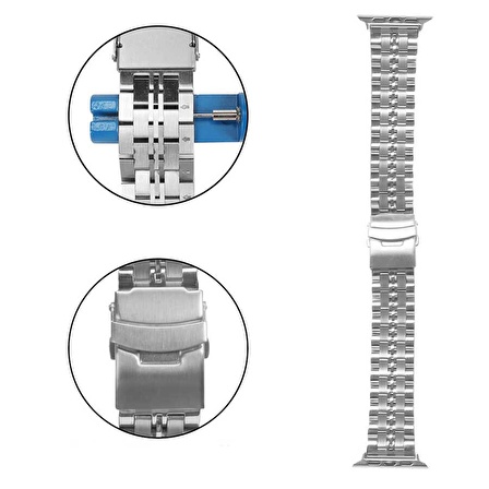 Apple Watch Uyumlu 7 38mm Şık Tasarımlı Renkli KRD-54 Metal Kordon 