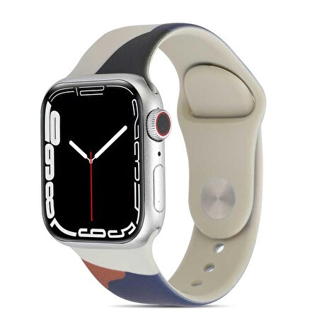Apple Watch 7 45mm Uyumlu Silikon Kordon KRD-62 Rahat Renkli Soft Spor Akıllı Saat Kordonu