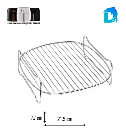 XXL Fritözler ile Uyumlu Paslanmaz Demir ve Krom Çelik Airfryer Izgarası - 21.5 cm