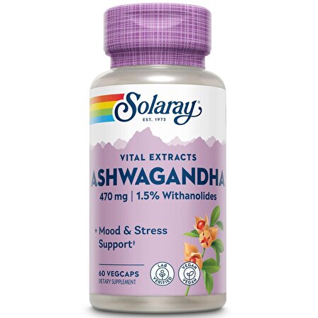Solaray Ashvagandha Mood stres sport 470 mg, 60 Vegetarian Capsules