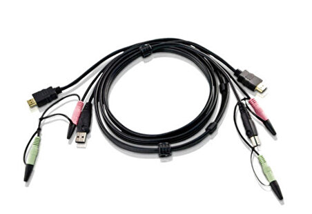 Aten 2L-7D02UH 1.8 Mt USB Klavye Mouse Monitör Hoparlör HDMI  KVM Switch Kablosu