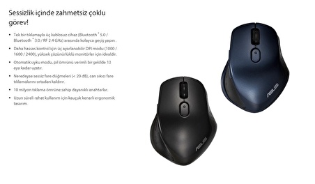 Asus MW203 Çoklu Aygıt Destekli Wi-Fi Bluetooth Sessiz Özellikli Mouse