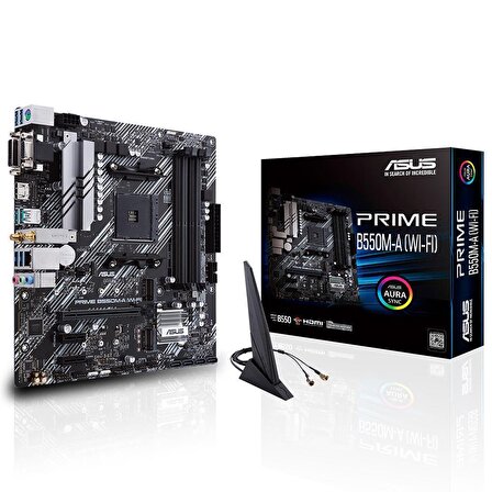 ASUS PRIME B550M-A WIFI II AMD B550 AM4 DDR4 4866 HDMI DVI VGA ÇİFT M2 USB3.2 AX WİFİ + BT ARGB MATX PCIE 4.0 ECC RAM DESTEĞİ