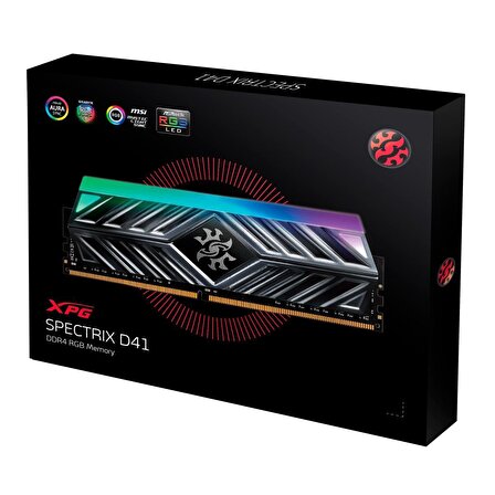 XPG Spectrix D41 16GB RGB DDR4 3200Mhz CL18 1.35V AX4U320016G16A-ST41 Siyah Tek Modül Ram
