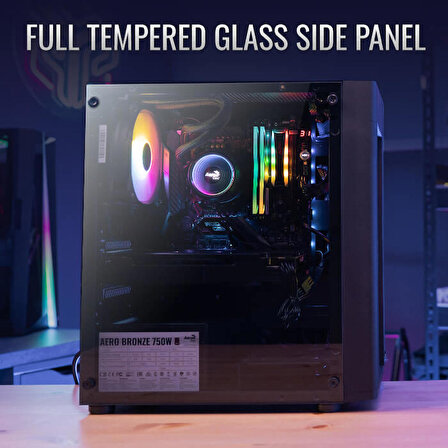 Aerocool Hexform 400 W 3 Fanlı Siyah Micro-ATX Bilgisayar Kasası